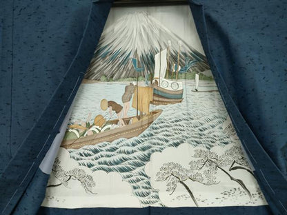 平和屋着物●男性 紬 アンサンブル 色無地 青褐色 正絹 逸品 未使用 AABF3998ck