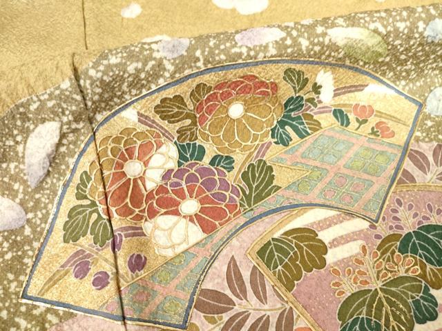 平和屋着物●訪問着 駒刺繍 地紙吉祥花文 金彩 正絹 逸品 AABF3999ck