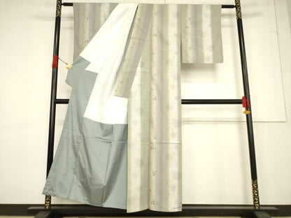 平和屋着物●結城紬　奥順　はたおり娘　80亀甲　雪輪重ね間道　正絹　逸品　未使用　AABF4000ck