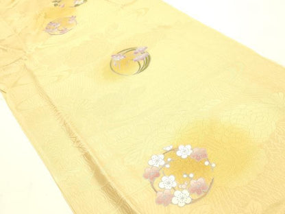 平和屋本店●和装小物　帯締め・帯揚げセット　笹浪組　花丸文　梅　菖蒲　椿　金糸　逸品　未使用品あり　AABF4001ay