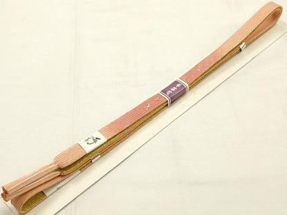 平和屋本店●和装小物　帯締め・帯揚げセット　高麗組 綾出し　草花文　暈し染め　金糸　正絹　逸品　未使用　AABF4004ay