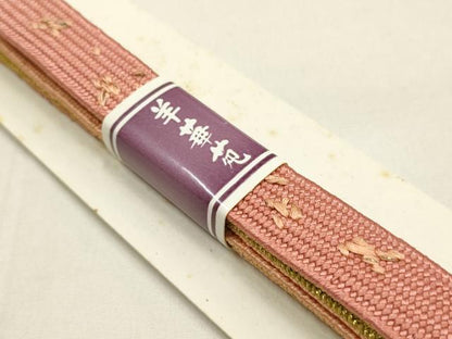 平和屋本店●和装小物　帯締め・帯揚げセット　高麗組 綾出し　草花文　暈し染め　金糸　正絹　逸品　未使用　AABF4004ay