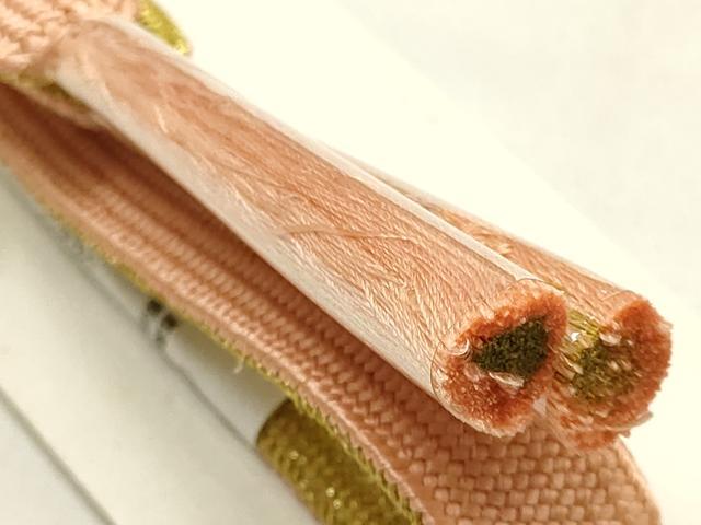 平和屋本店●和装小物　帯締め・帯揚げセット　高麗組 綾出し　草花文　暈し染め　金糸　正絹　逸品　未使用　AABF4004ay
