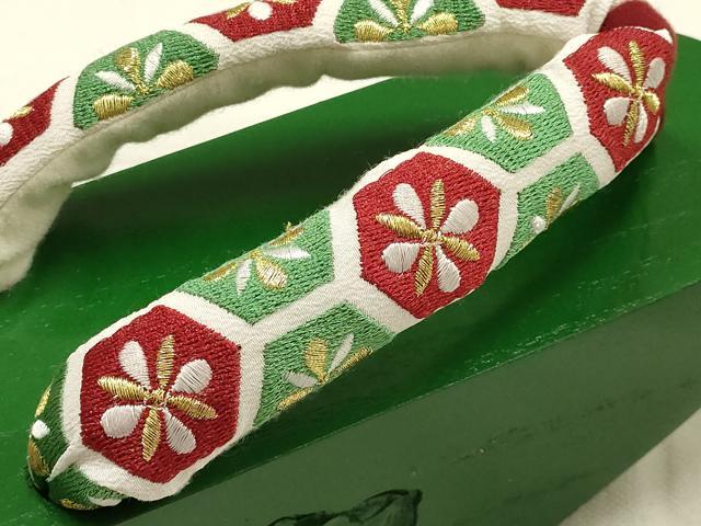 平和屋着物●IKKO 和装小物 ぽっくり下駄 こっぽり・おこぼ下駄 桐下駄 花亀甲 椿 金糸 逸品 未使用 AABF4042ay