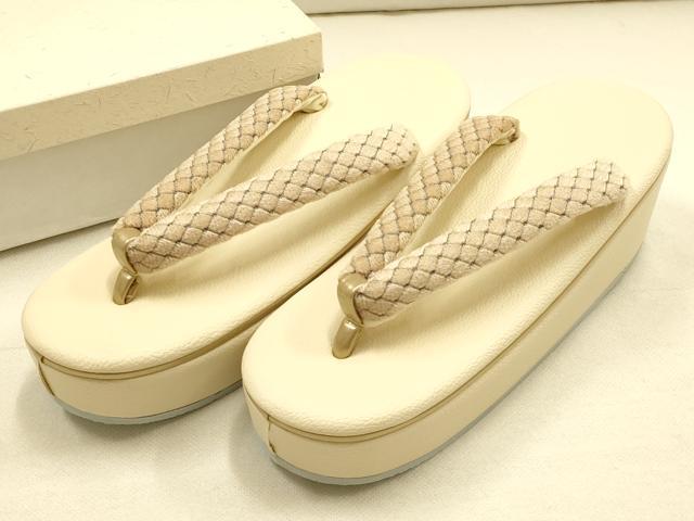 平和屋着物●和装小物　和装草履　厚底　ハイヒール草履　日本製　箱付き　逸品　未使用　AABF4043ay