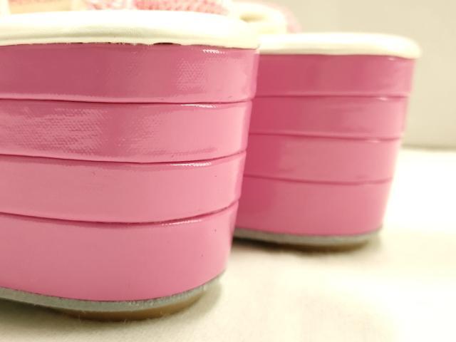 平和屋着物●和装小物　和装草履　厚底　ハイヒール草履　総絞り　箱付き　逸品　AABF4046ay