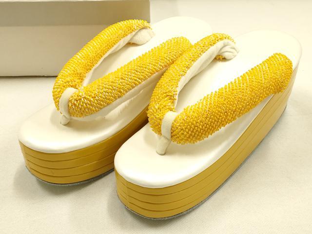 平和屋着物●和装小物 和装草履 厚底 ハイヒール草履 総絞り 箱付き 逸品 AABF4047ay