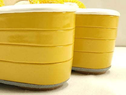 平和屋着物●和装小物 和装草履 厚底 ハイヒール草履 総絞り 箱付き 逸品 AABF4047ay