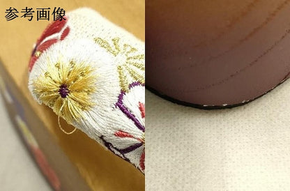 平和屋着物●和装小物 ぽっくり下駄 こっぽり・おこぼ下駄 桐下駄 刺繍 花柄 梅桔梗 金銀糸 箱付き 逸品 未使用 AABF4050ay