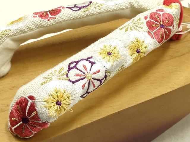 平和屋着物●和装小物 ぽっくり下駄 こっぽり・おこぼ下駄 桐下駄 刺繍 花柄 梅桔梗 金銀糸 箱付き 逸品 未使用 AABF4050ay