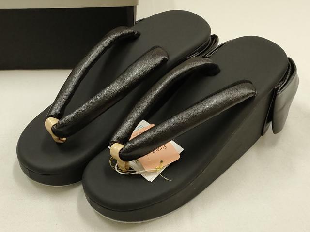 平和屋着物●和装小物　和装草履　厚底　ハイヒール草履　リボン　箱付き　逸品　AABF4052ay