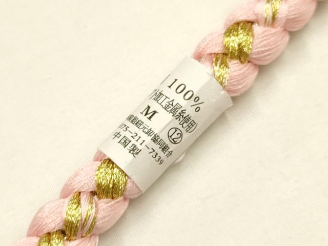 平和屋着物●和装小物　振袖用帯締め　装飾　つまみ細工　パール　金糸　撚り房　逸品　未使用　AABF4067ay