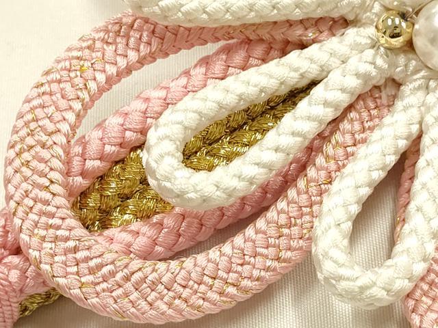 平和屋着物●和装小物　振袖用帯締め　装飾　パール　飾り紐　金糸　切り房　逸品　未使用　AABF4069ay