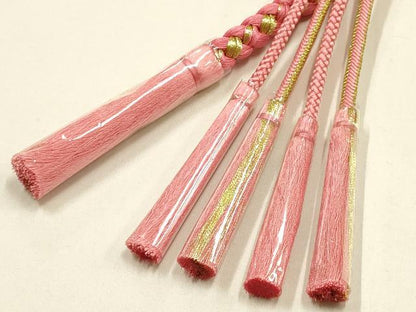 平和屋着物●和装小物　振袖用帯締め　装飾　ちりめん細工　ラインストーン　パール　金糸　切り房　逸品　未使用　AABF4071ay