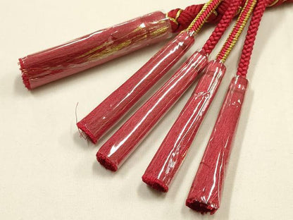平和屋着物●和装小物　振袖用帯締め　装飾　つまみ細工　パール　ラインストーン　金糸　切り房　逸品　未使用　AABF4075ay