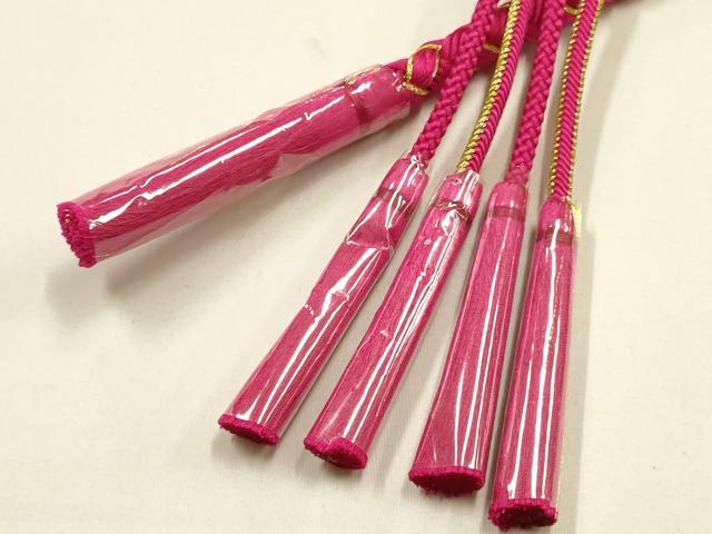 平和屋着物●和装小物　振袖用帯締め　装飾　つまみ細工　パール　ラインストーン　金糸　切り房　逸品　未使用　AABF4077ay