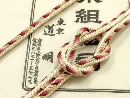 平和屋着物●極上　有職組紐道明　帯締め　奈良組　丸胡蝶　宮内庁御用　国立博物館御用　東京芸術大学御用　逸品　未使用　AABF4098ay