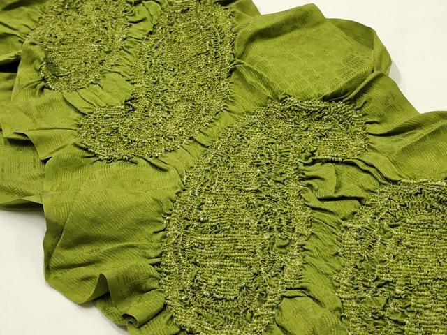平和屋本店●和装小物　帯締め・帯揚げセット　振袖用　小田巻　あわじ玉　柄絞り　ペイズリー柄　金銀糸　逸品　未使用　AABF4185ay