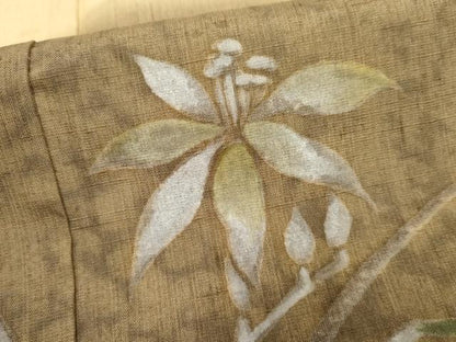 平和屋着物●着物作家 岡本龍三 訪問着 紬地 草花文 正絹 逸品 AABF4202cs