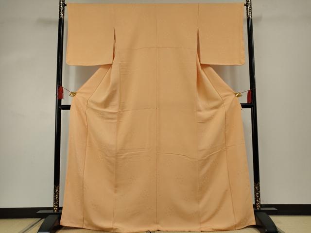 平和屋着物●上質な色無地 亀甲花地紋 萱草色 正絹 逸品 未使用 AABF4205cs