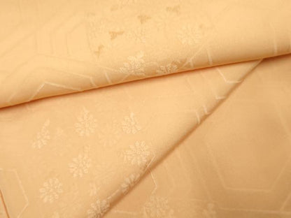 平和屋着物●上質な色無地 亀甲花地紋 萱草色 正絹 逸品 未使用 AABF4205cs
