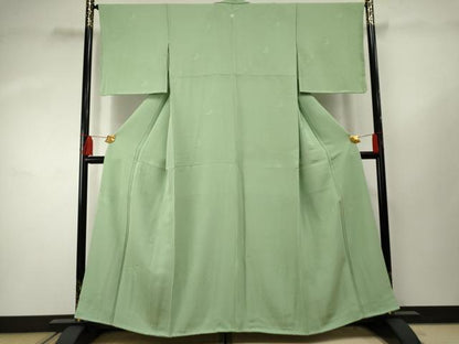 平和屋着物●上質な色無地 花丸地紋 若葉色 正絹 逸品 未使用 AABF4206cs