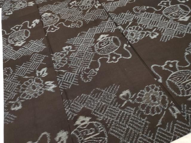 平和屋着物●弓浜絣　単衣　花鼓文　綿　逸品　AABF4215cs