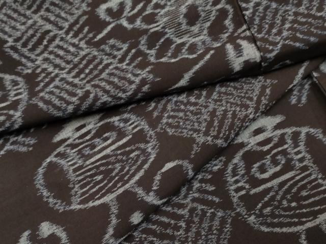 平和屋着物●弓浜絣　単衣　花鼓文　綿　逸品　AABF4215cs