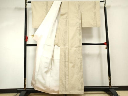 平和屋着物●結城紬 100亀甲 飛び亀甲 竹 正絹 逸品 AABF4217cs