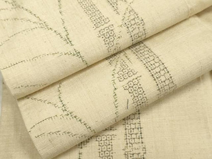 平和屋着物●結城紬 100亀甲 飛び亀甲 竹 正絹 逸品 AABF4217cs