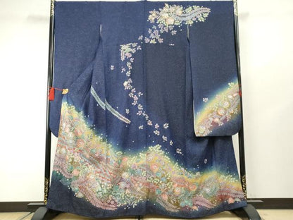 平和屋着物●豪華振袖 辻が花 暈し染め 金彩 金通し地 やまと誂製 正絹 逸品 AABF4220cs