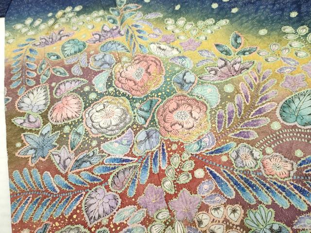 平和屋着物●豪華振袖 辻が花 暈し染め 金彩 金通し地 やまと誂製 正絹 逸品 AABF4220cs