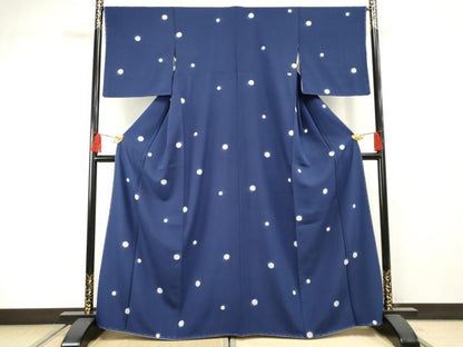平和屋着物●上質な小紋 雪輪文 正絹 逸品 未使用 AABF4221cs
