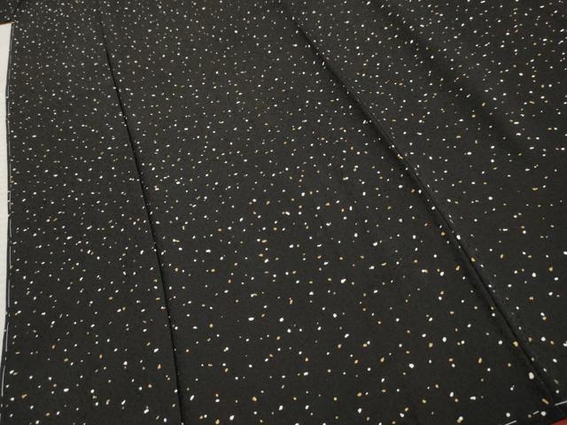 平和屋着物●上質な小紋　箔散らし　黒地　金彩　正絹　逸品　未使用　AABF4222cs