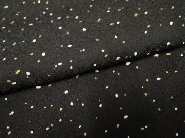 平和屋着物●上質な小紋　箔散らし　黒地　金彩　正絹　逸品　未使用　AABF4222cs