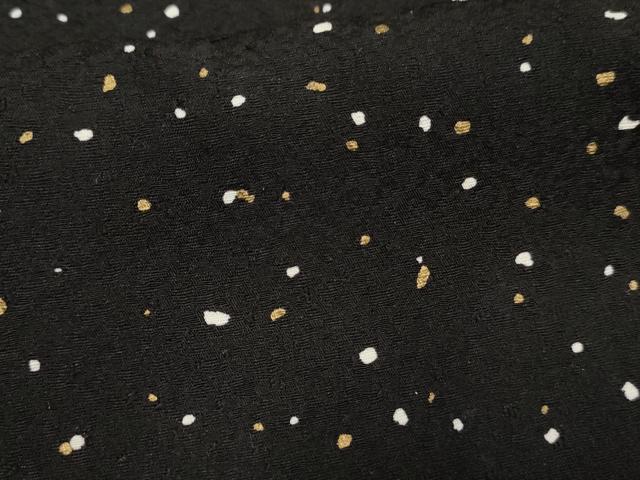 平和屋着物●上質な小紋　箔散らし　黒地　金彩　正絹　逸品　未使用　AABF4222cs