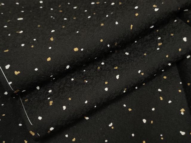 平和屋着物●上質な小紋　箔散らし　黒地　金彩　正絹　逸品　未使用　AABF4222cs