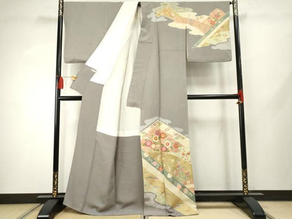 平和屋着物●京友禅の第一人者 松井青々 訪問着 駒刺繍 絞り 吉祥草花文 金彩 正絹 逸品 AABF4223cs