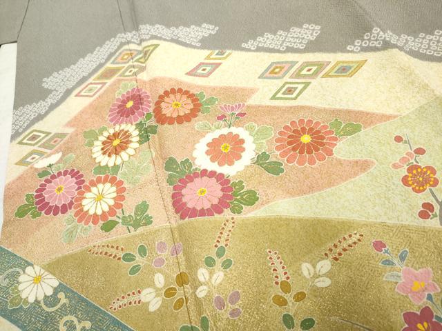 平和屋着物●京友禅の第一人者 松井青々 訪問着 駒刺繍 絞り 吉祥草花文 金彩 正絹 逸品 AABF4223cs