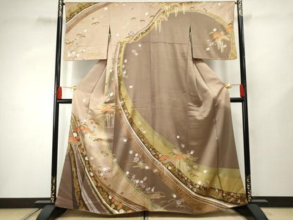 平和屋着物●訪問着 吉祥花松文 金彩 正絹 逸品 AABF4225cs