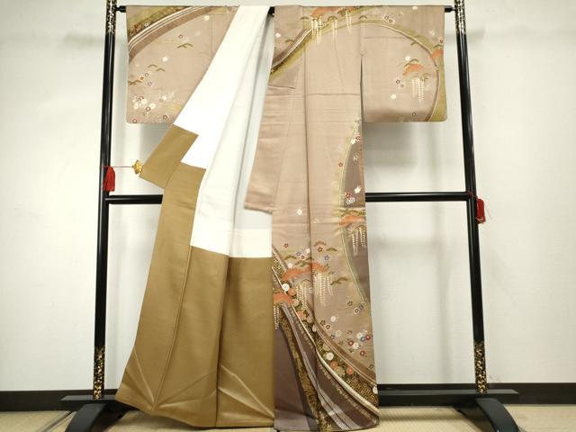 平和屋着物●訪問着 吉祥花松文 金彩 正絹 逸品 AABF4225cs