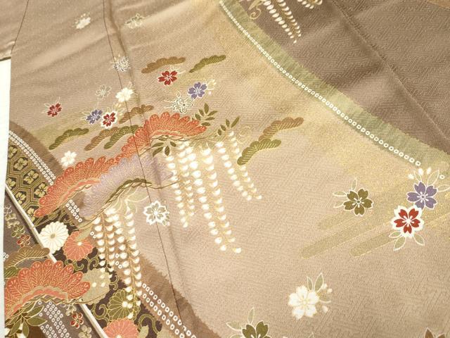 平和屋着物●訪問着 吉祥花松文 金彩 正絹 逸品 AABF4225cs