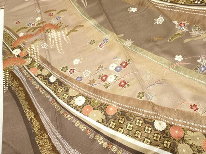 平和屋着物●訪問着 吉祥花松文 金彩 正絹 逸品 AABF4225cs