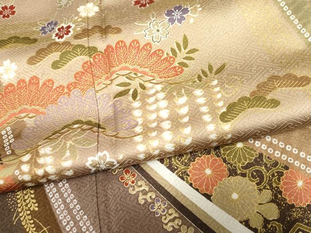 平和屋着物●訪問着 吉祥花松文 金彩 正絹 逸品 AABF4225cs