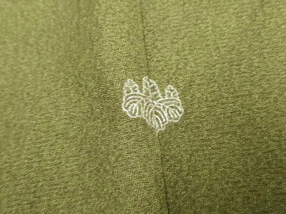 平和屋着物●豪華振袖 色無地 松葉色 正絹 逸品 AABF4227cs