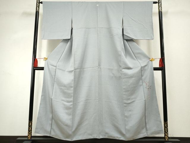 平和屋着物●京加賀友禅 百貫達雄 色無地 紋意匠 秘色色 正絹 逸品 AABF4229cs