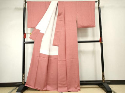 平和屋着物●上質な色無地 花唐草地紋 桃色 正絹 逸品 AABF4232cs