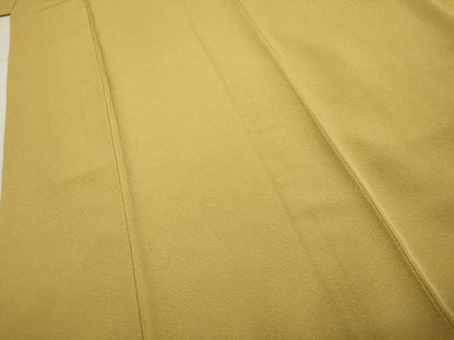 平和屋着物●上質な色無地 泥染め 芥子色 反端付き 正絹 逸品 AABF4233cs