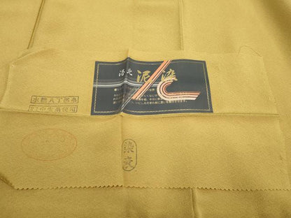 平和屋着物●上質な色無地 泥染め 芥子色 反端付き 正絹 逸品 AABF4233cs