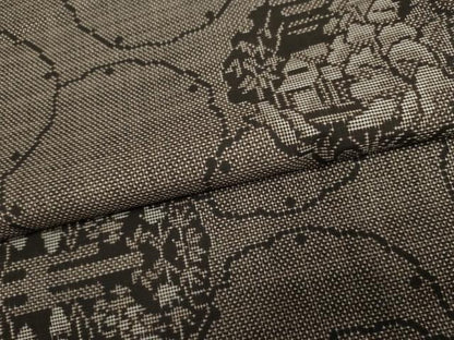 平和屋着物●本場大島紬 泥染め カタス7マルキ 雪輪重ね風景文 正絹 逸品 未使用 AABF4238cs